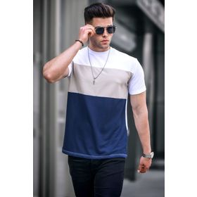 Madmext 5826 Erkek Renk Bloklu Beyaz T-shirt
