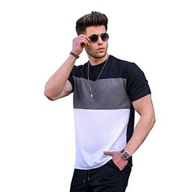 Madmext 5826 Erkek Renk Bloklu Siyah T-shirt