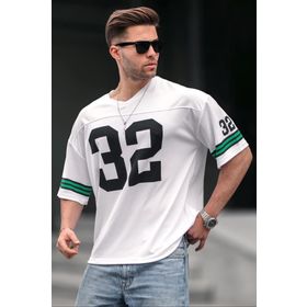 Madmext 5838 Beyaz Baskılı Oversize Erkek T-shirt