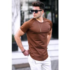 Madmext 5843 Erkek Bej Baskılı Basic T-shirt