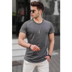 Madmext 5843 Erkek Bej Baskılı Basic T-shirt