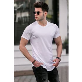 Madmext 5843 Erkek Bej Baskılı Basic T-shirt