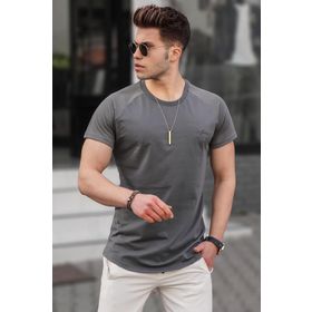 Madmext 5843 Erkek Bej Baskılı Basic T-shirt