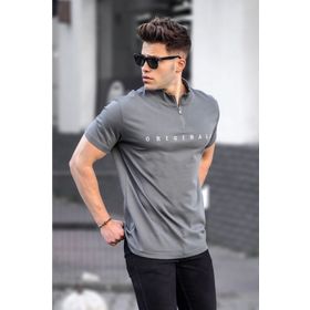Madmext 5858 Füme Fermuar Yaka Erkek T-shirt