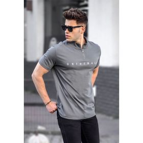 Madmext 5858 Füme Fermuar Yaka Erkek T-shirt