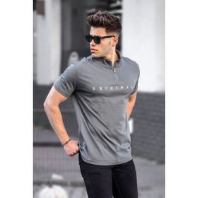 Madmext 5858 Füme Fermuar Yaka Erkek T-shirt
