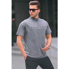Madmext 5858 Füme Fermuar Yaka Erkek T-shirt