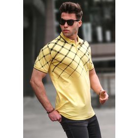 Madmext 5867 Sarı Düğmeli Polo Yaka Erkek T-shirt