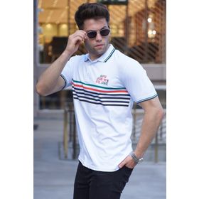 Madmext 5869 Çizgili Polo Yaka Tişört
