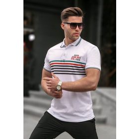 Madmext 5869 Çizgili Polo Yaka Tişört