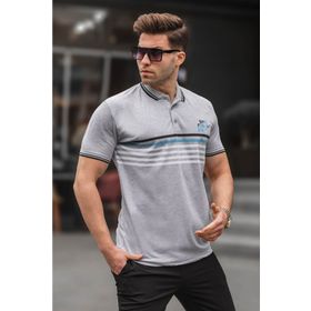 Madmext 5869 Çizgili Polo Yaka Tişört