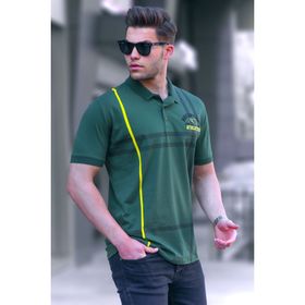 Madmext 5872 Haki Desenli Polo Yaka Erkek Tişört
