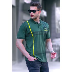 Madmext 5872 Haki Desenli Polo Yaka Erkek Tişört