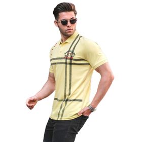 Madmext 5872 Sarı Desenli Polo Yaka Erkek T-shirt