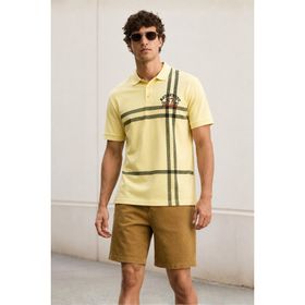 Madmext 5872 Sarı Desenli Polo Yaka Erkek T-shirt