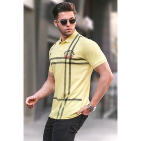 Madmext 5872 Sarı Desenli Polo Yaka Erkek T-shirt
