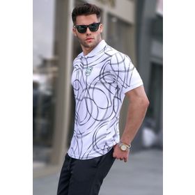 Madmext 5873 Desenli Polo Yaka Tişört