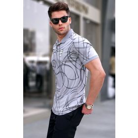 Madmext 5873 Desenli Polo Yaka Tişört