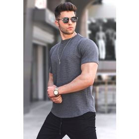Madmext 5883 Antrasit Waffle Kumaş Basic Erkek T-shirt