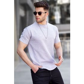 Madmext 5883 Gri Waffle Kumaş Basic Erkek T-shirt