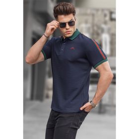 Madmext 5888 Mint Yeşili Kol Şeritli Polo Yaka Erkek T-shirt