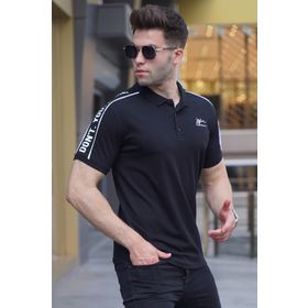 Madmext 5892 Kol Detaylı Nakışlı Polo Yaka Tişört