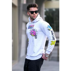 Madmext 5896 Erkek Karmelanj Baskılı Kapüşonlu Sweatshirt