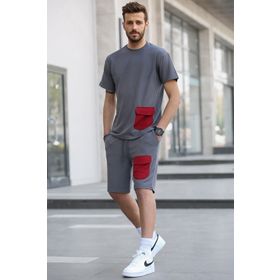 Madmext 5901 Erkek Füme Cep Detaylı Şort Takımı