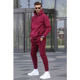 Madmext 5905 Bordo Kapüşonlu Basic Eşofman Takımı