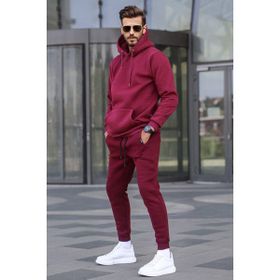 Madmext 5905 Bordo Kapüşonlu Basic Eşofman Takımı