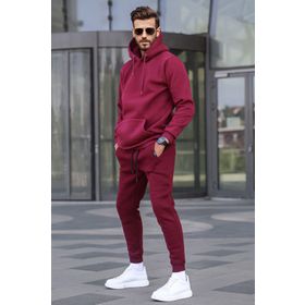 Madmext 5905 Bordo Kapüşonlu Basic Eşofman Takımı