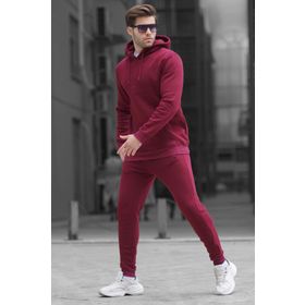 Madmext 5905 Bordo Kapüşonlu Basic Eşofman Takımı