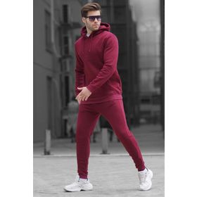 Madmext 5905 Bordo Kapüşonlu Basic Eşofman Takımı