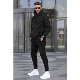 Madmext 5905 Erkek Siyah Kapşonlu Basic Eşofman Takımı