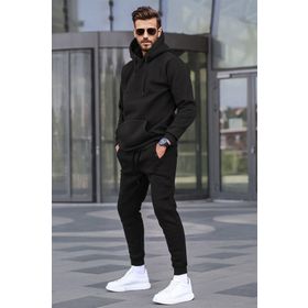 Madmext 5905 Erkek Siyah Kapşonlu Basic Eşofman Takımı