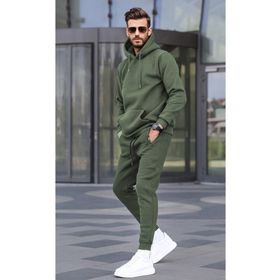 Madmext 5905 Haki Yeşili Kapüşonlu Basic Eşofman Takımı