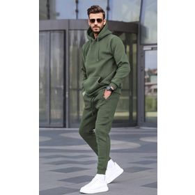 Madmext 5905 Haki Yeşili Kapüşonlu Basic Eşofman Takımı