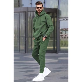 Madmext 5905 Haki Yeşili Kapüşonlu Basic Eşofman Takımı