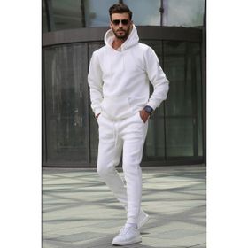 Madmext 5905 Kapşonlu Basic Ekru Erkek Eşofman Takımı