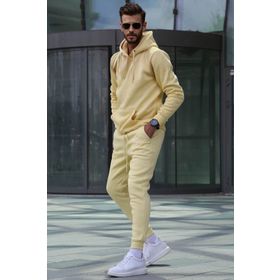 Madmext 5905 Sarı Kapüşonlu Basic Eşofman Takımı