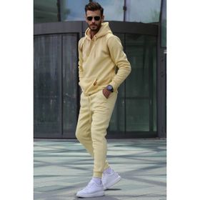 Madmext 5905 Sarı Kapüşonlu Basic Eşofman Takımı