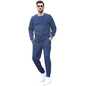 Madmext 5907 Lacivert Kapitone Desenli Erkek Eşofman Takımı