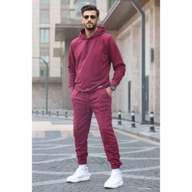 Madmext 5908 Bordo Kapüşonlu Basic Eşofman Takımı