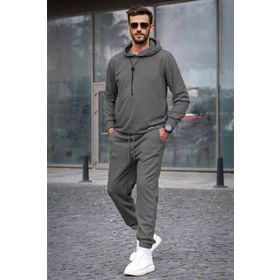 Madmext 5908 Füme Kapüşonlu Basic Eşofman Takımı