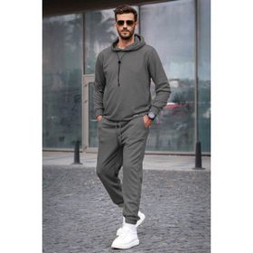 Madmext 5908 Füme Kapüşonlu Basic Eşofman Takımı