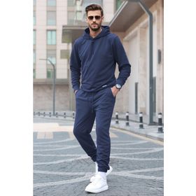 Madmext 5908 Lacivert Kapüşonlu Basic Eşofman Takımı