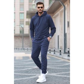 Madmext 5908 Lacivert Kapüşonlu Basic Eşofman Takımı