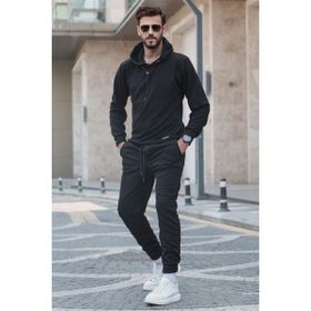 Madmext 5908 Siyah Kapüşonlu Basic Eşofman Takımı