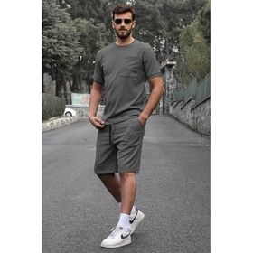 Madmext 5914 Füme Basic Cep Detaylı Erkek Şort Takımı