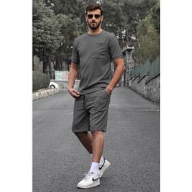 Madmext 5914 Füme Basic Cep Detaylı Erkek Şort Takımı